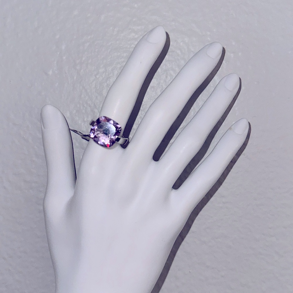 PIANEGONDA .925 silver amethyst rectangle statement cocktail designer ring 7